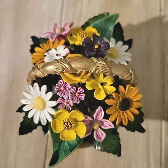 VTG Gorham Enamel Flower Basket Jane Hutcheson Fleur des Siecles Figural METAL - Picture 6 of 10